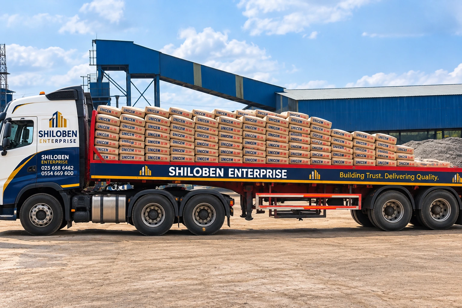 SHILOBEN truck at the industrial yard ready for cement delivery